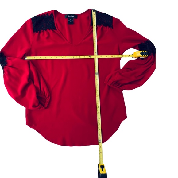 Karen Kane Red With Black Lace Rayon Blouse Sz XS - Picture 4 of 10